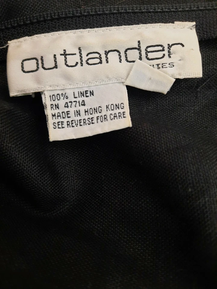 Vestido Vintage Outlander Lino Retro Pequeño Negro Cóctel Talla 10 Mediano M Años 90 Foto 2 de 4