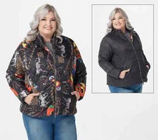 Attitudes by Renee Renee's Reversibles Packable Puffer Jacket-Black-Larg-A389582
