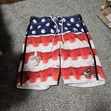 O  Neill Solo Cup Beer Pong American Flag Men's Size 33 Swim Trunks Board Shorts
