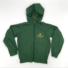 Child's Evergreen Forest Pawprint Raincoat Windbreaker Green Hood Size Small