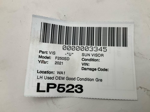 2017-2021 FORD F250 SD PICKUP Sun Visor Left Driver Side OEM in Dark Grey - Picture 5 of 5