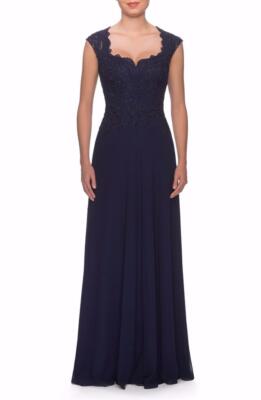 La Femme Embellished Cap Sleeve Gown-Size 8  (LK# 102 A)