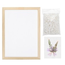 Paper Making Screen with Decorate Flowers Leaves Wooden Paper Making 15.7" x 30"