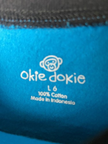 Okie Dokie Striped Kinder L6 T-Shirt Blau Weiß Kurzarm Freizeit Oberteil - Bild 2 von 5