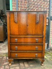 Custom painted upcycled vintage linen cupboard storage unit with drawers