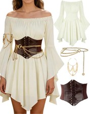 Renaissance Costume Women Ren Fairy Dress Halloween Medium, Light White