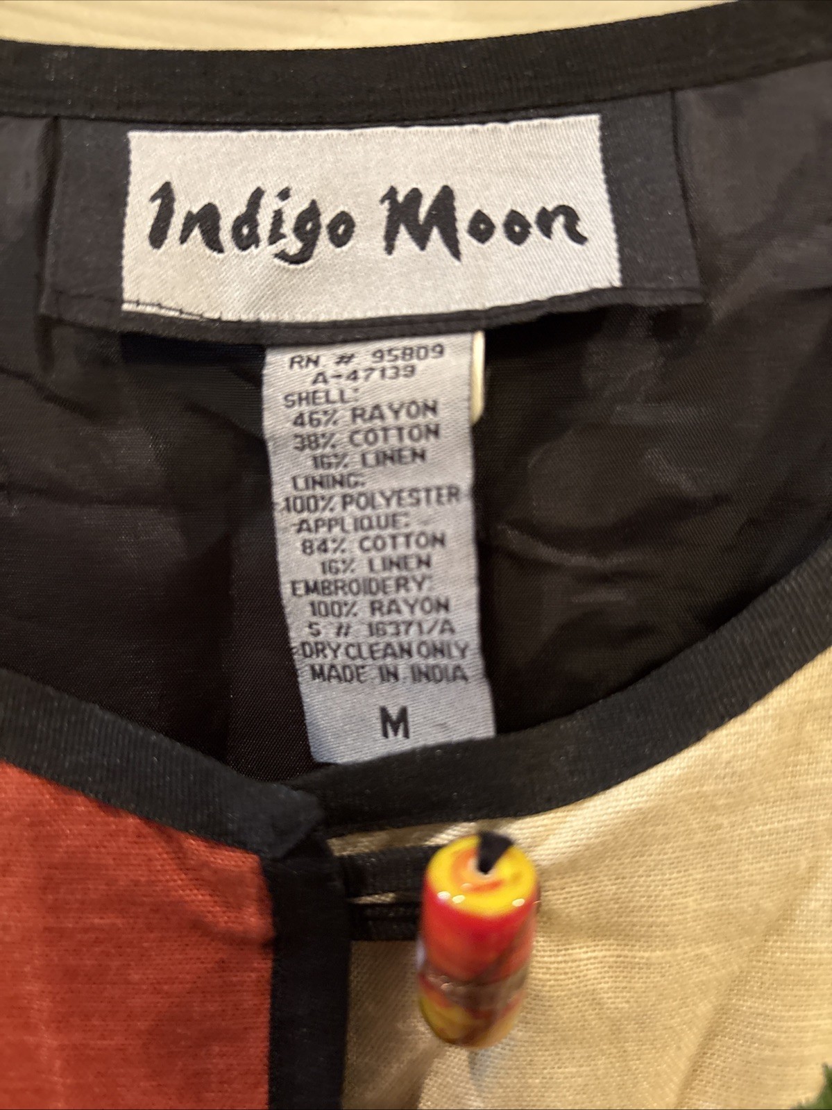 Indigo Moon Jacket Size M Button Front Embroidere… - image 4