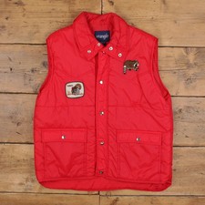 Vintage Wrangler Puffer Weste L Herren rot Druckknopf isoliert Patches Westernweste