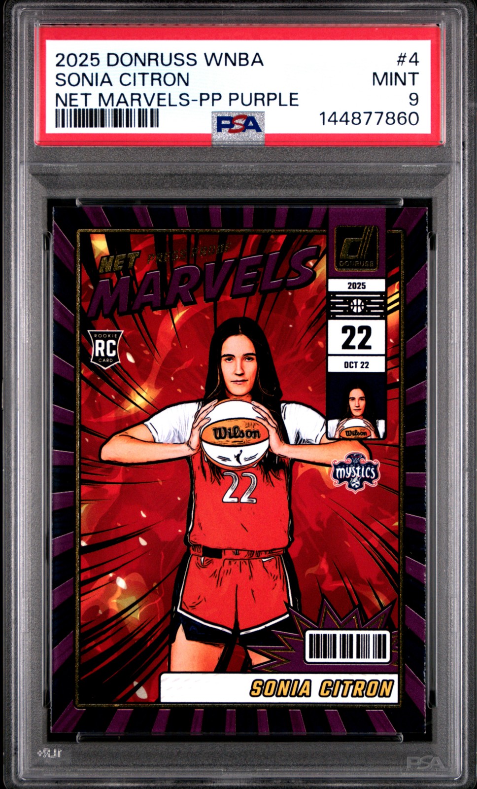 2025 PANINI DONRUSS WNBA NET MARVELS PRESS PROOF PURPLE #4 SONIA CITRON PSA 9