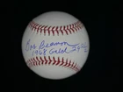 BOB BEAMON SIGNED OFFICIAL MAJOR LEAGUE BASEBALL "1968 GOLD 19 2 1/2" - JSA COA