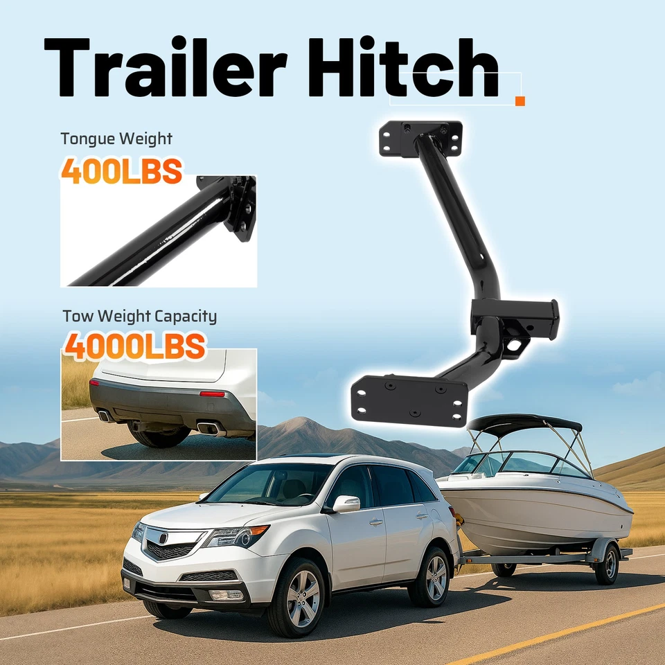 For Acura MDX Models 2007-2013 Class 3 Trailer Hitch Tow Receiver 2" Black - Image 3 of 4