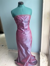Phoebe Purple/Blue Long Strapless Slit Zip Dress 2 Vintage Prom Iridescent