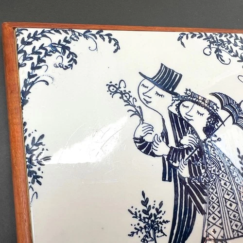 2 Vintage Bjorn Winblad Nymolle Denmark Ceramic & Wood Trivets – Rare! image 12