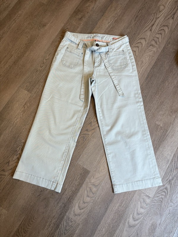 Jag Jeans Wide Leg Mid Rise Tie Waist Wallace Crop Jeans Pant Light Blue Size 6