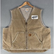 Carhartt Vest Mens 2XL Frontier Brown Sherpa Lined Sandstone Duck Canvas V26 FRB