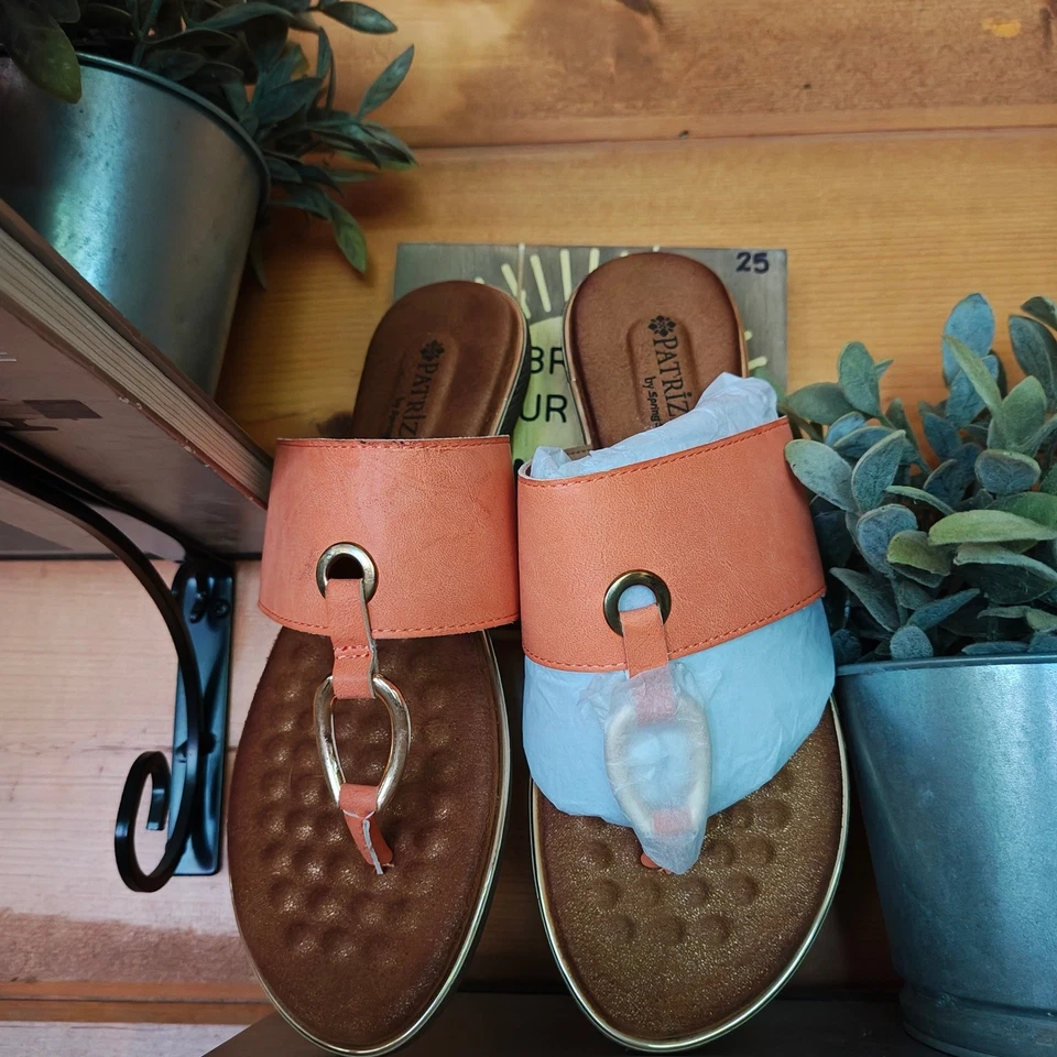 Patrizia by Spring Step NIB Bosor Light Orange Slip On Thong Sandals Size 38/7.5 - Image 2 of 4