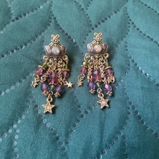 KIRKS FOLLY MULTI CRYSTAL FLORAL EARRINGS  