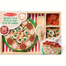 Wooden simulation pizza children play house boy girl cake dessert cut cut music 