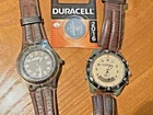 TWO Timex Expedition Indiglo WORKING watches vintage beige & black faces & 2016