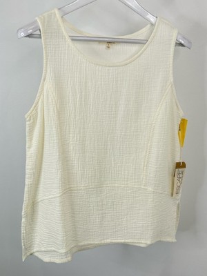 Escape by Habitat Clothes Oasis Seamed Tank Top NWT SZ S White Women Gauze