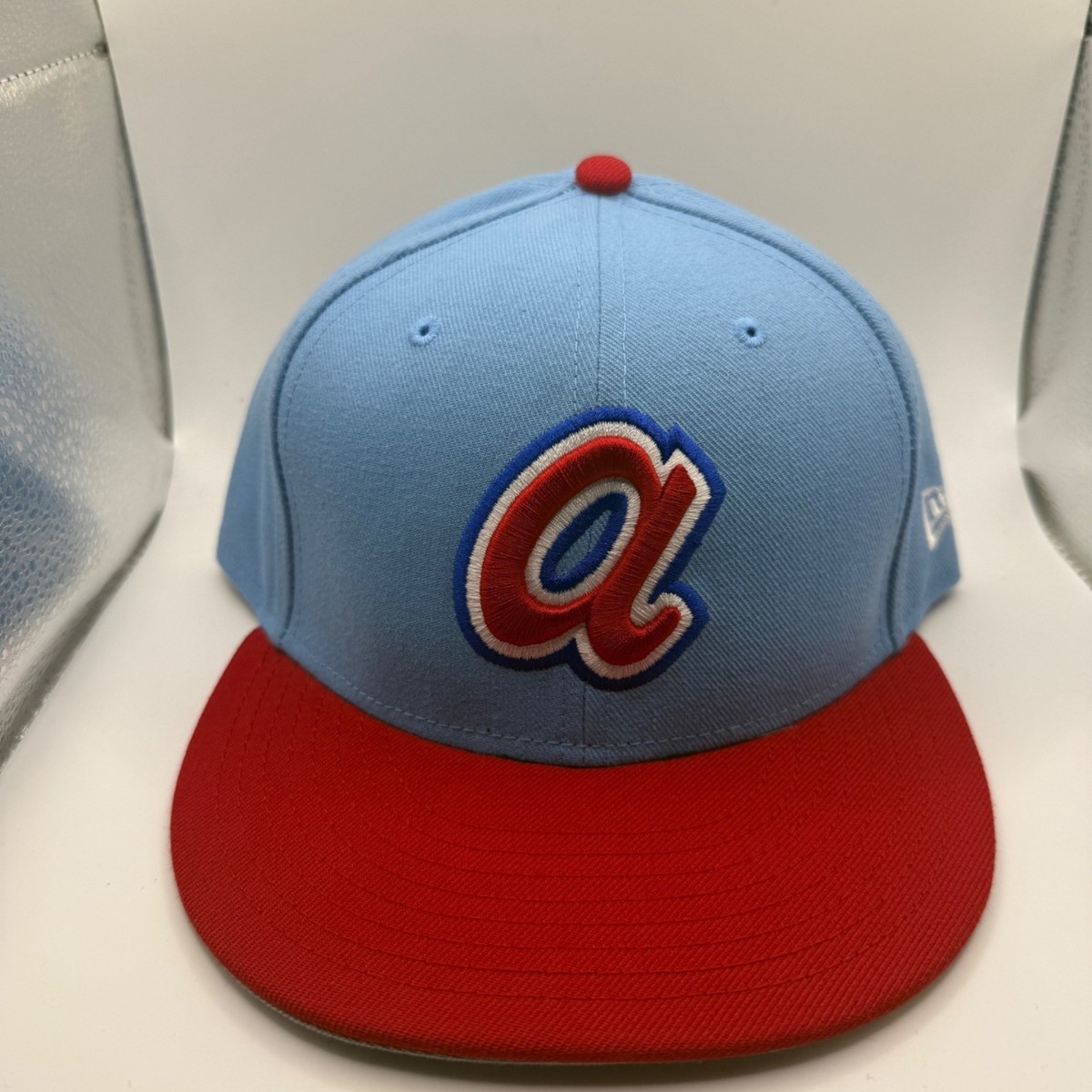 Atlanta Braves New Era 59FIFTY Fitted Hat 7 3/4 Blue & Red MLB 