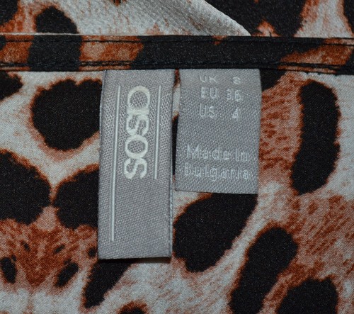ASOS Black Tan Brown Animal Print Wrap Top 4 Long Sleeves Matching Belt - Picture 8 of 8