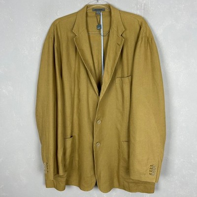 Johnston & Murphy men size XL Chad blazer sport jacket linen blend dark yellow