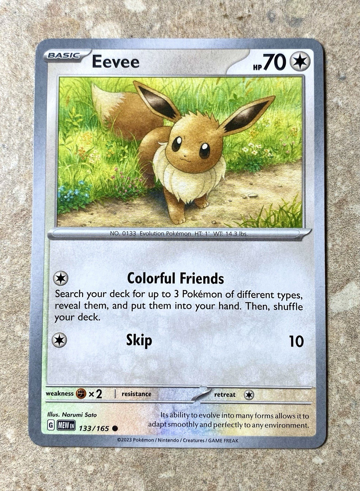 Eevee 133/165 Common Regular Scarlet & Violet 151 Pokemon Card - NM