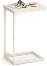 VASAGLE C-Shaped End Table, Small Side Table for Couch, Sofa Cream White 