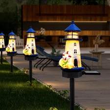 Lighthouse Solar Lights Outdoor, Nautical Decor Gifts for Home, Waterproof De...
