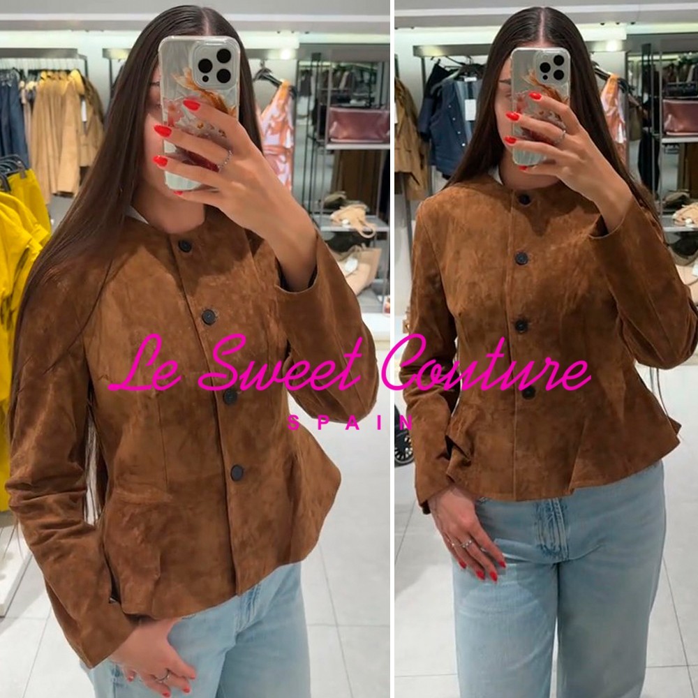 ZARA WOMAN NWT FW25 100% LEATHER JACKET BROWN 6318/232/776