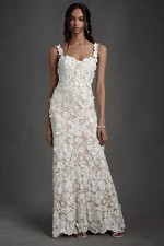 NWT Anthropologie BHLDN Brigitta Gown Floral Lace Wedding Dress Size 0