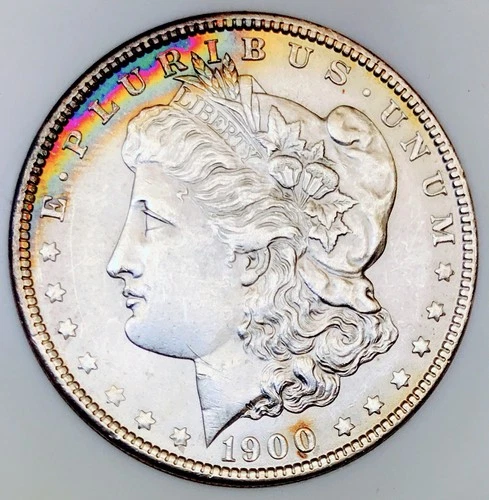 1900 P MORGAN DOLLAR! HUGE NEON RAINBOW GEMBU+++ SUPERB EYE APPEAL! NR #64597