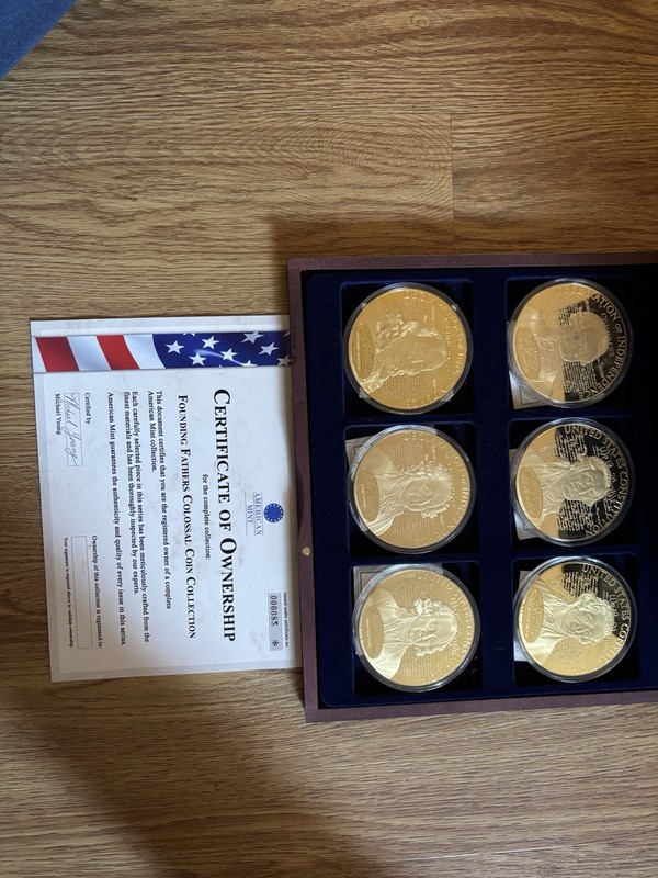 American Mint Founding Fathers 24k Gold Plated w/ Display Box COA