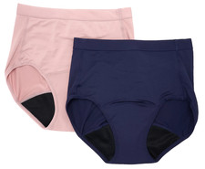 Breezies Set of 2 Leak Proof Full Briefs Large Navy/Mauve A508654