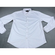 Flex Button Front Long Sleeve Shirt Dress Mens Designed in Italy White Size S