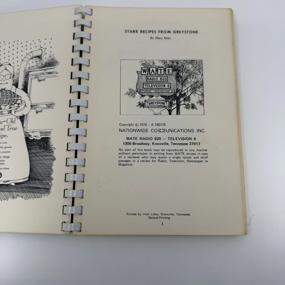 VTG STARR RECIPES FROM GREYSTONE Mary Starr 1970 Cookbook WATE Knoxville 2nd - Image 2 of 4