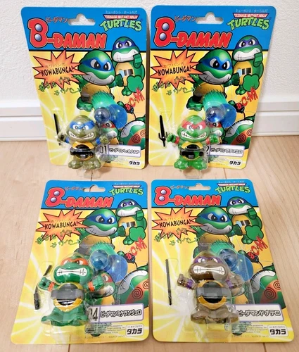 Vintage TMNT B-Daman Ninja Shooter MOC NEW OLD STOCK Takara Japan Set of 4 1994