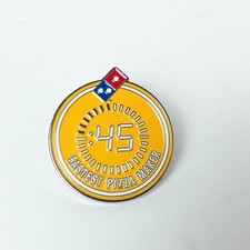 Prendedor de sombrero esmaltado para pizza Dominos 45 segundos más rápido logotipo circular redondo para hacer pizza