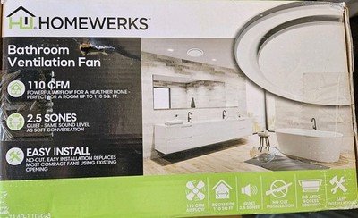 Homewerks Bathroom Ventilation Fan 110 CFM White Round 7140-110-G3