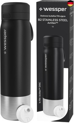 Wessper Wasserfilter Trinkflasche, Edelstahl Trinkflasche mit Wasserfilter