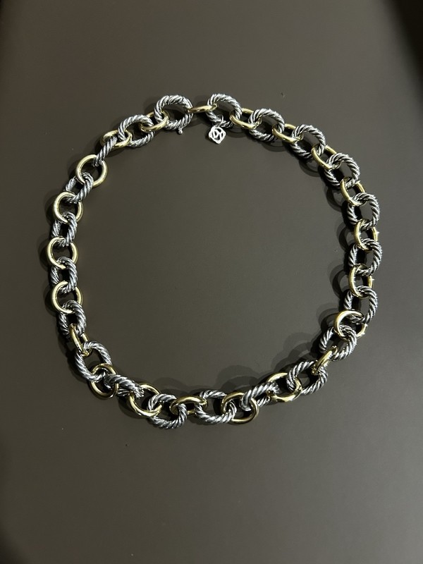 Large Oval Link Chain Silver 18k Gold David Yurman 16 In