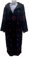 Vintage Woolrich Wool Hooded Blanket Coat Reversible Southwestern Aztec Size-Med
