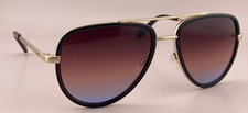 Quay Australia Sunglasses ALL IN Chocolate Gold Metal Brown Blue Gradient Lens