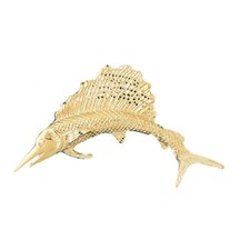 Marlin Sailfish Charm Pendant 14k Gold (14.5 Grams)