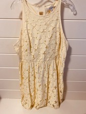 LC Lauren Conrad 16 Yellow Floral Lace Sleeveless Knee Length A-Line Dress
