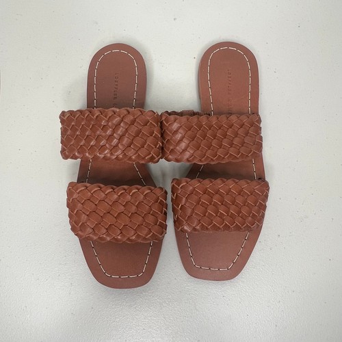 Loeffler Randall Jonah Brown Leather Two Band Flat Slide Sandals Size 6 - Picture 6 of 6