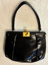 VTG Bienen-Davis Black Handbag Purse Classic 1940s 1950s 1960s W/Coin Purse