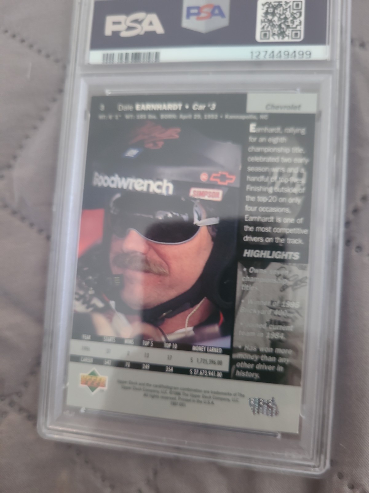 1997 Ud Victory Circle Dale Earnhardt #3 PSA 5 NASCAR HOF view 8