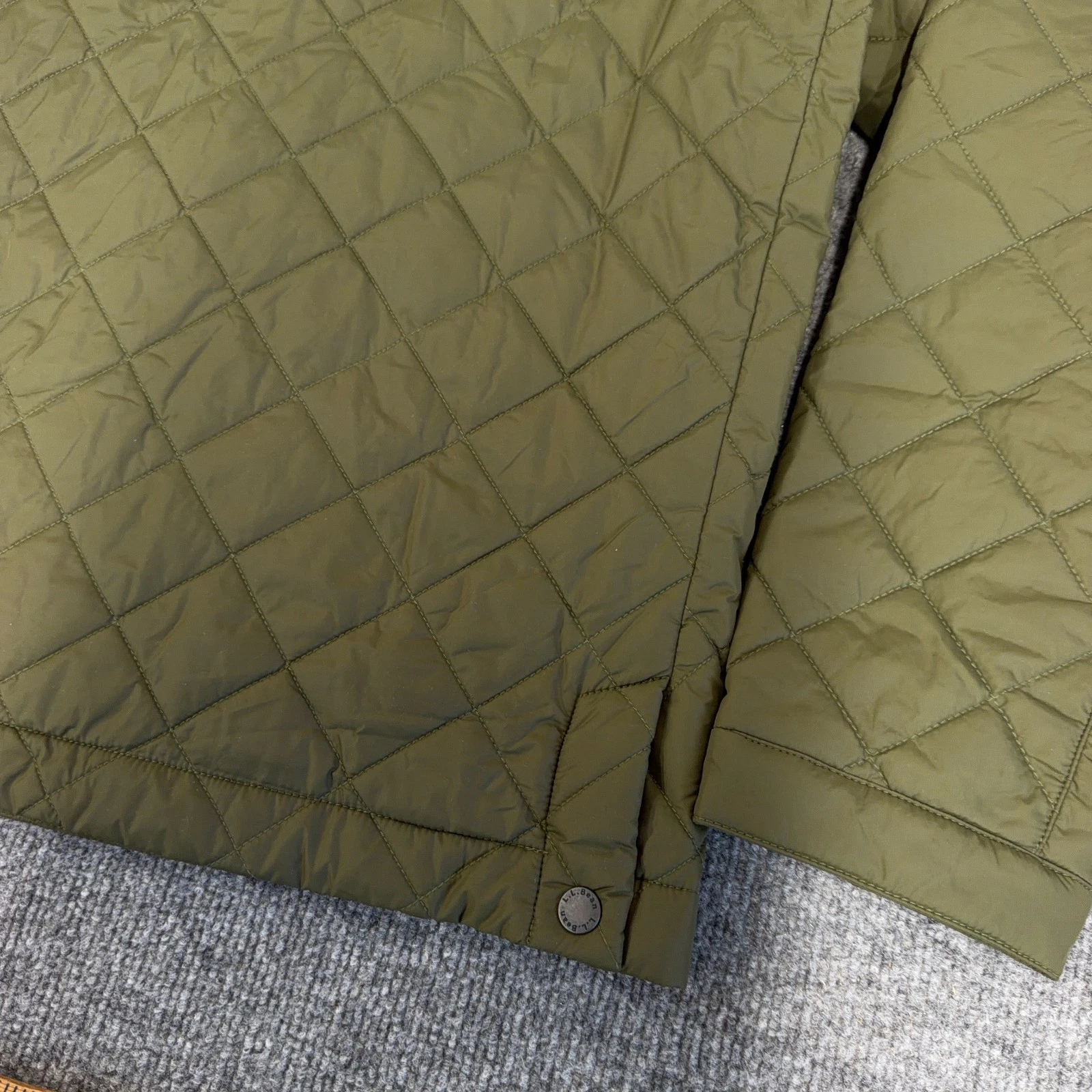 LL Bean Jacket Men Large Kelp Green Quilted Insulated Full Zip Utility NEW image 9